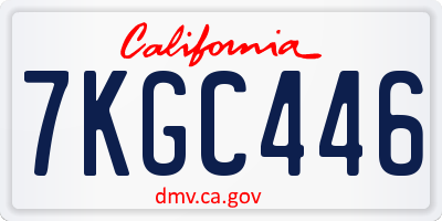 CA license plate 7KGC446