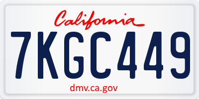 CA license plate 7KGC449