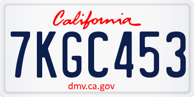 CA license plate 7KGC453