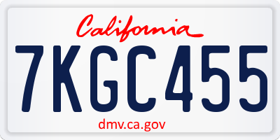 CA license plate 7KGC455