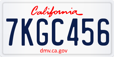 CA license plate 7KGC456