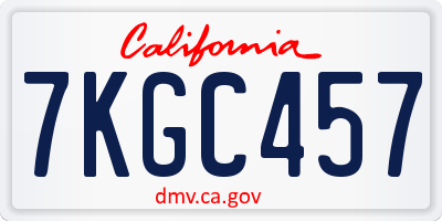 CA license plate 7KGC457