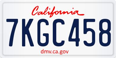 CA license plate 7KGC458