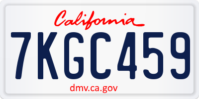 CA license plate 7KGC459