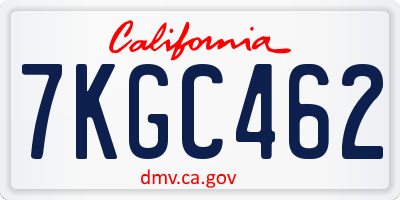 CA license plate 7KGC462