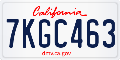 CA license plate 7KGC463