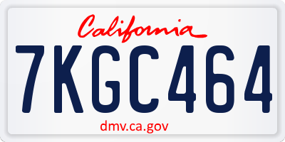 CA license plate 7KGC464