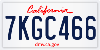 CA license plate 7KGC466