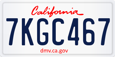 CA license plate 7KGC467