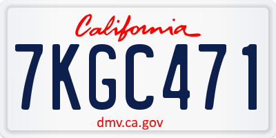 CA license plate 7KGC471