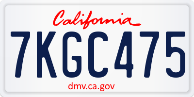 CA license plate 7KGC475