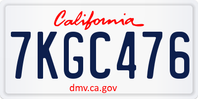 CA license plate 7KGC476