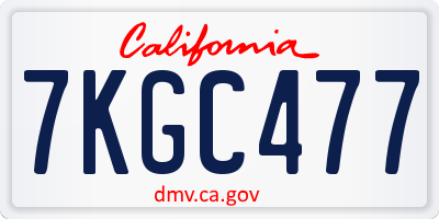CA license plate 7KGC477