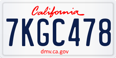 CA license plate 7KGC478