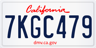 CA license plate 7KGC479