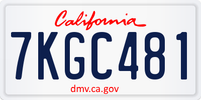 CA license plate 7KGC481