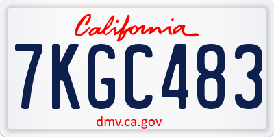 CA license plate 7KGC483