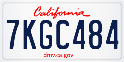 CA license plate 7KGC484