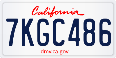 CA license plate 7KGC486
