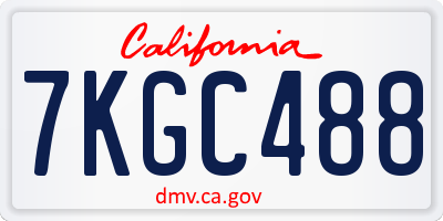 CA license plate 7KGC488
