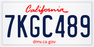 CA license plate 7KGC489