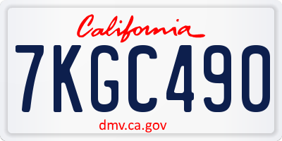 CA license plate 7KGC490