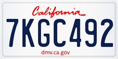 CA license plate 7KGC492