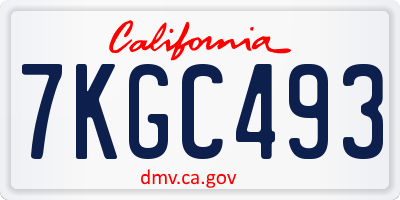 CA license plate 7KGC493