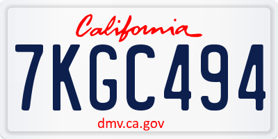 CA license plate 7KGC494