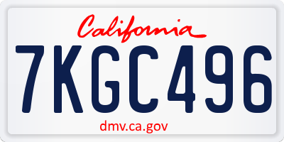 CA license plate 7KGC496
