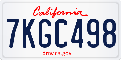 CA license plate 7KGC498