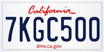 CA license plate 7KGC500