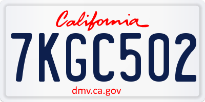 CA license plate 7KGC502