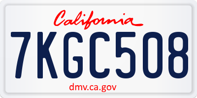 CA license plate 7KGC508