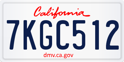 CA license plate 7KGC512