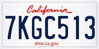 CA license plate 7KGC513