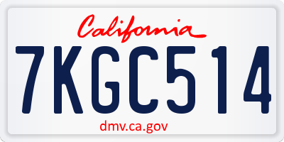 CA license plate 7KGC514