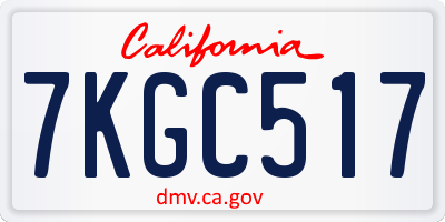 CA license plate 7KGC517