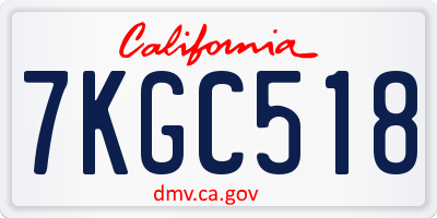 CA license plate 7KGC518