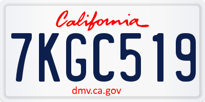 CA license plate 7KGC519