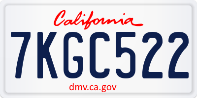 CA license plate 7KGC522