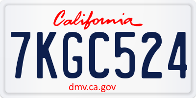 CA license plate 7KGC524