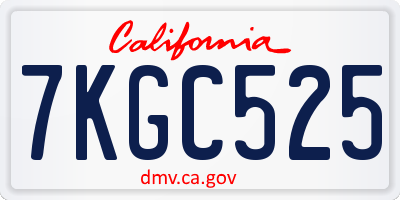 CA license plate 7KGC525