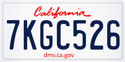 CA license plate 7KGC526