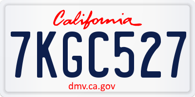 CA license plate 7KGC527