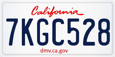 CA license plate 7KGC528