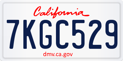 CA license plate 7KGC529