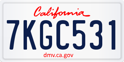 CA license plate 7KGC531