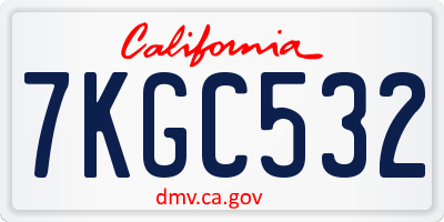 CA license plate 7KGC532