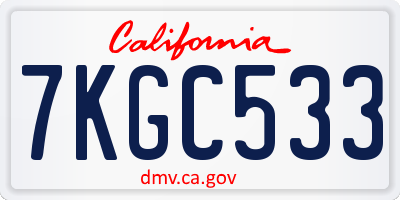 CA license plate 7KGC533
